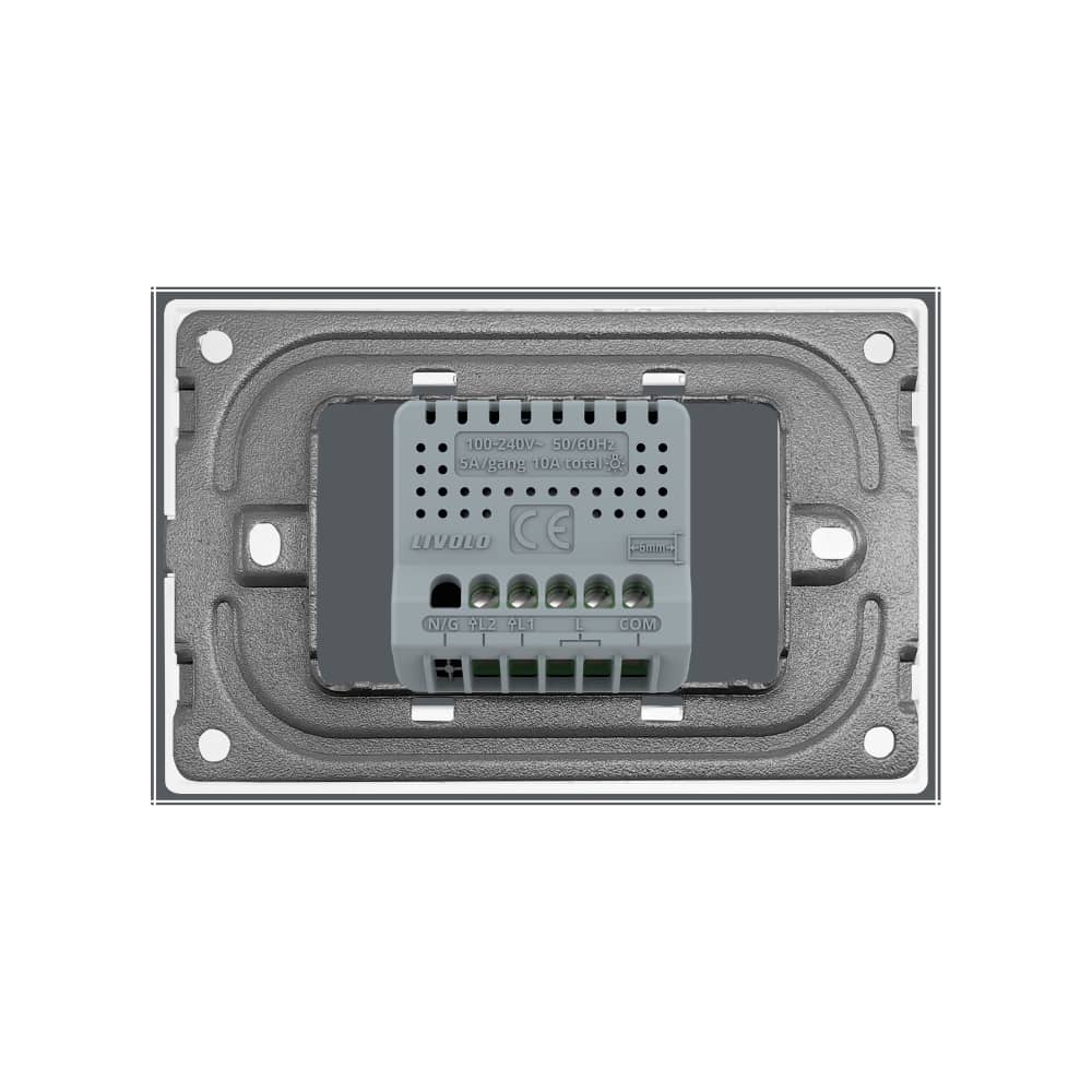 Intrerupator Dublu Cap Scara / Cruce cu Touch LIVOLO din Sticla – Standard Italian — imaginea 4