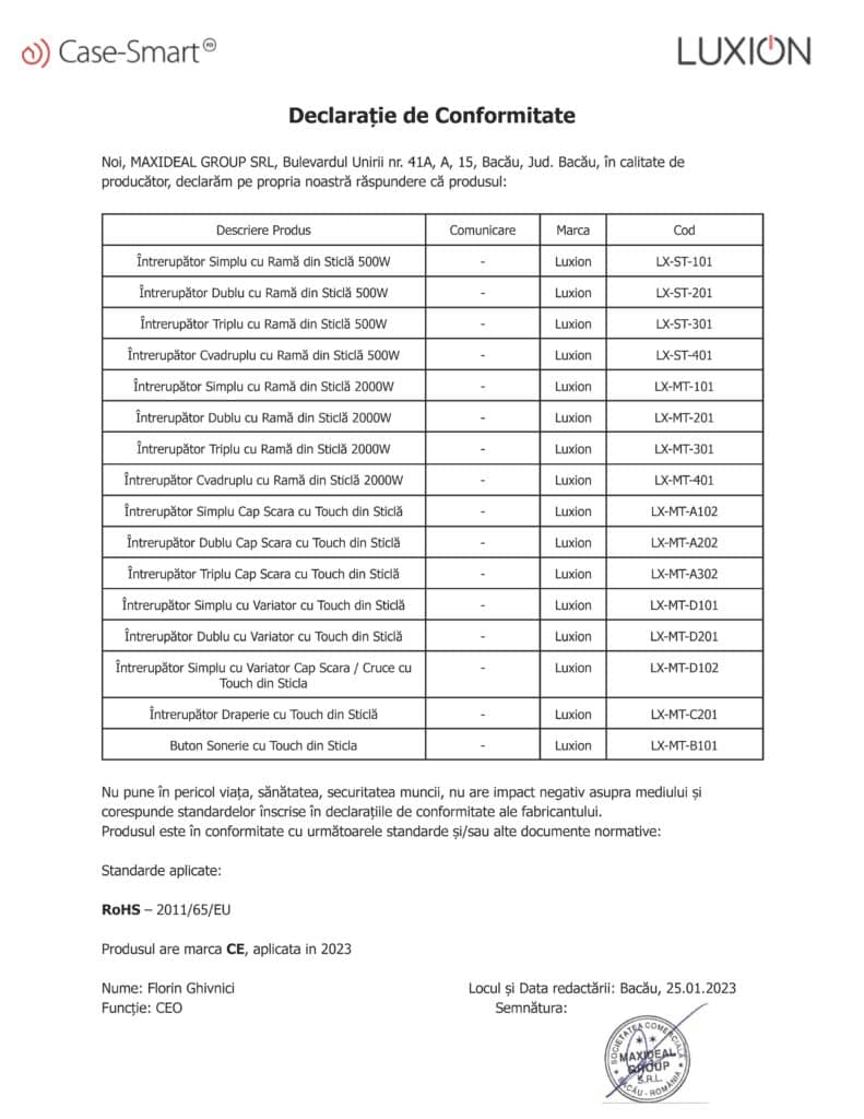Declarație de conformitate: seria ST (RO)