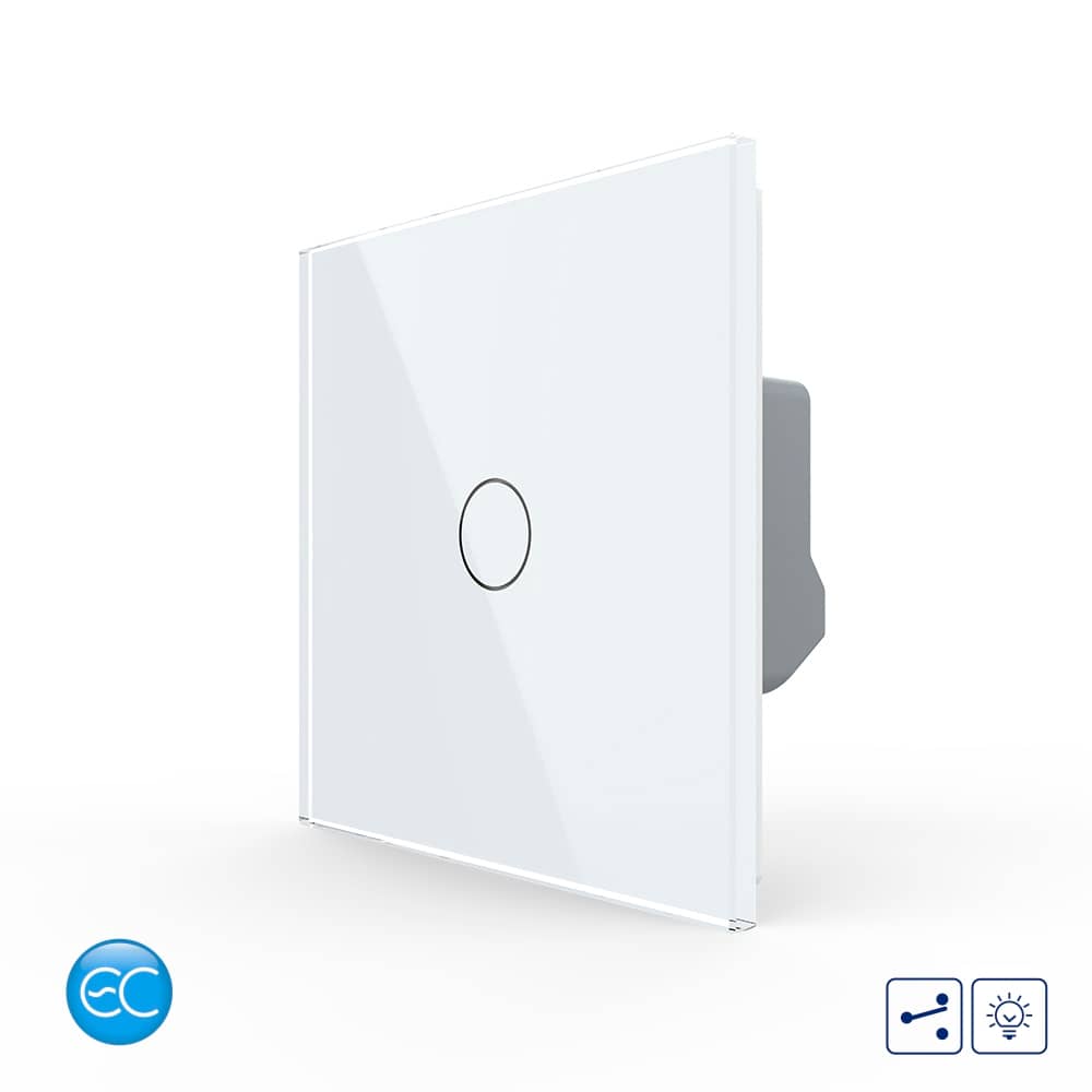 Intrerupator Simplu Cap Scara / Cruce cu Dimmer cu Touch LIVOLO din Sticla - Protocol ZigBee EC — imaginea 1
