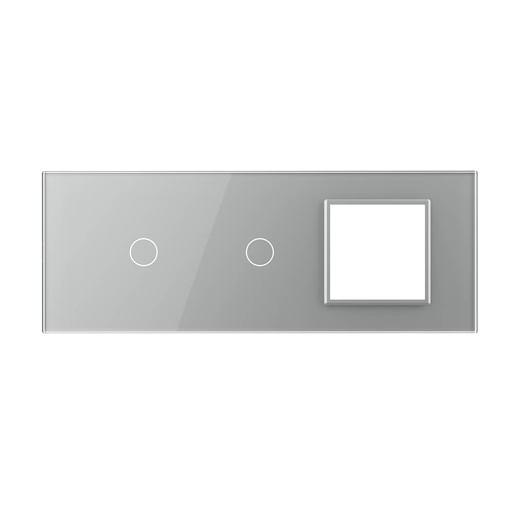 Panou Intrerupator Simplu + Simplu cu Priza LIVOLO din Sticla, Standard Italian - 6/7M — imaginea 2