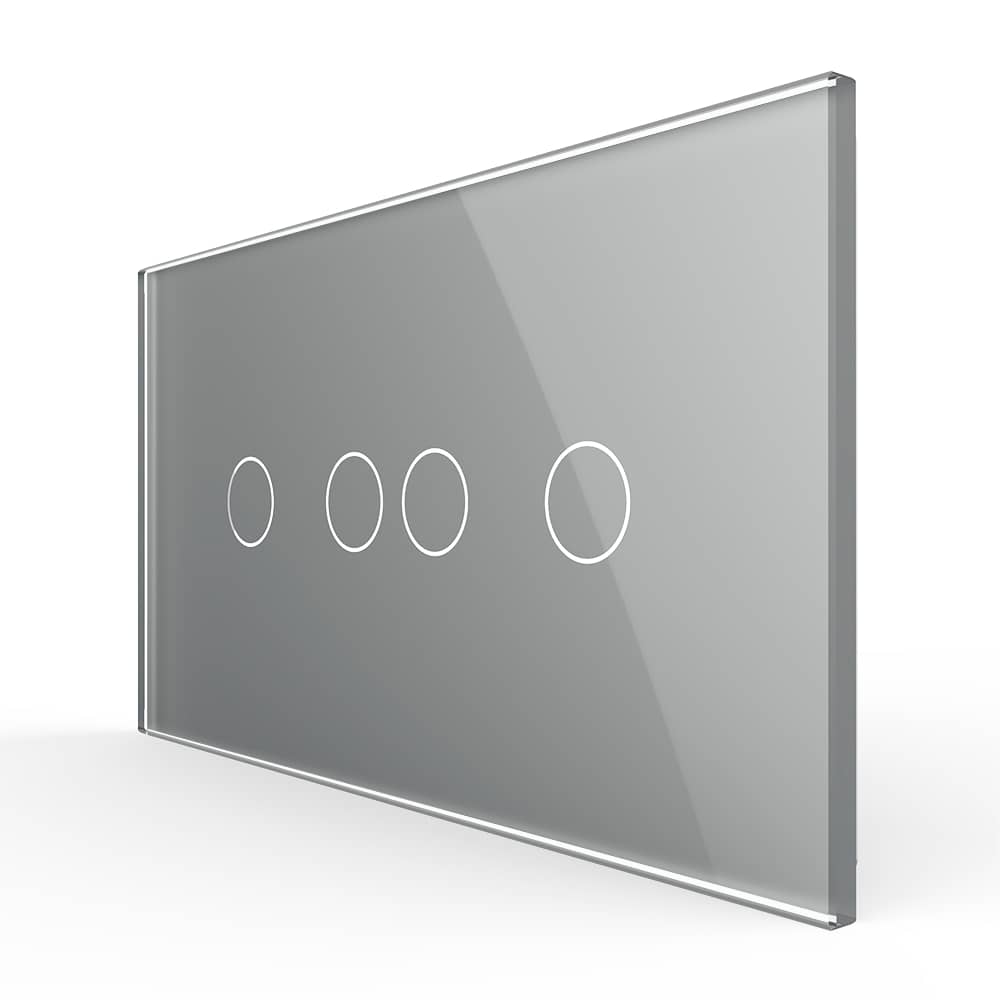 Intrerupator Dublu + Dublu cu Touch LIVOLO cu Rama Din Sticla, Standard Italian, 4M