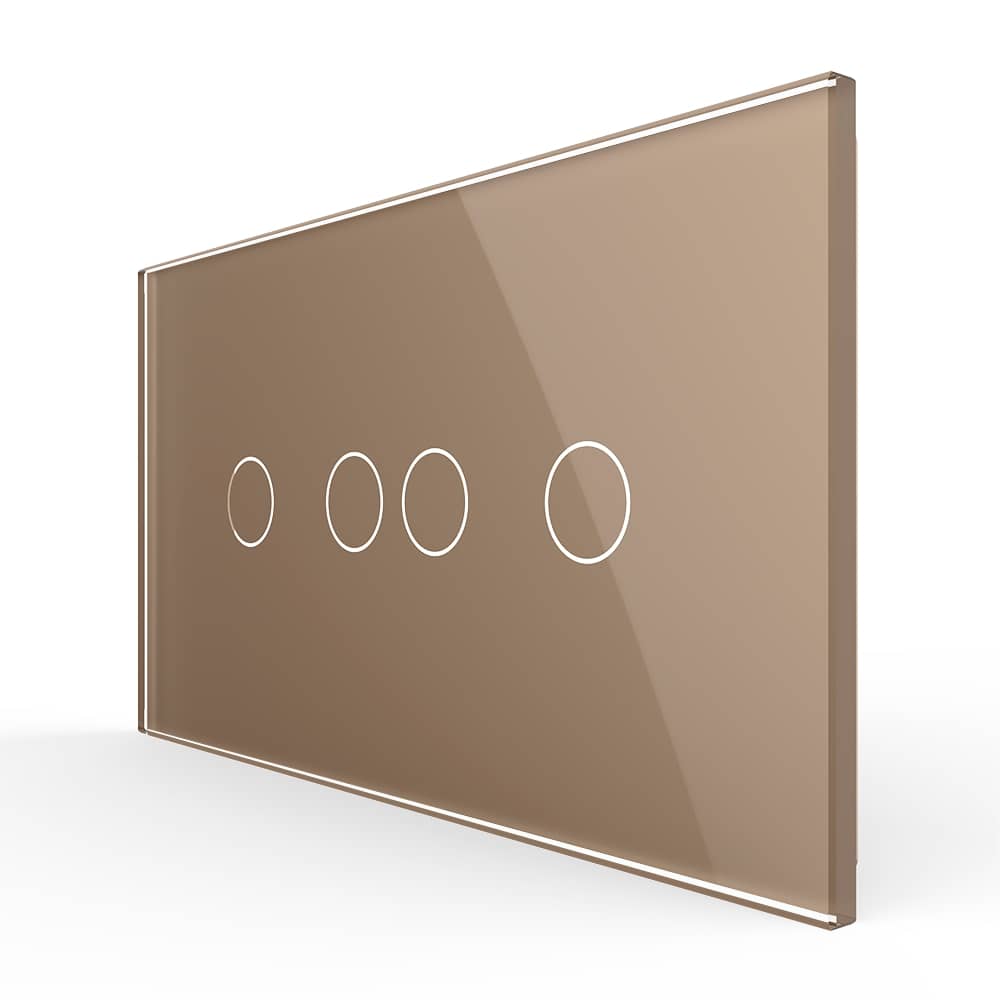 Intrerupator Dublu + Dublu cu Touch LIVOLO cu Rama Din Sticla, Standard Italian, 4M
