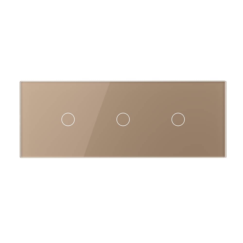 Intrerupator Simplu + Simplu + Simplu cu Touch LIVOLO cu Rama Din Sticla, Standard Italian, 6M — imaginea 2