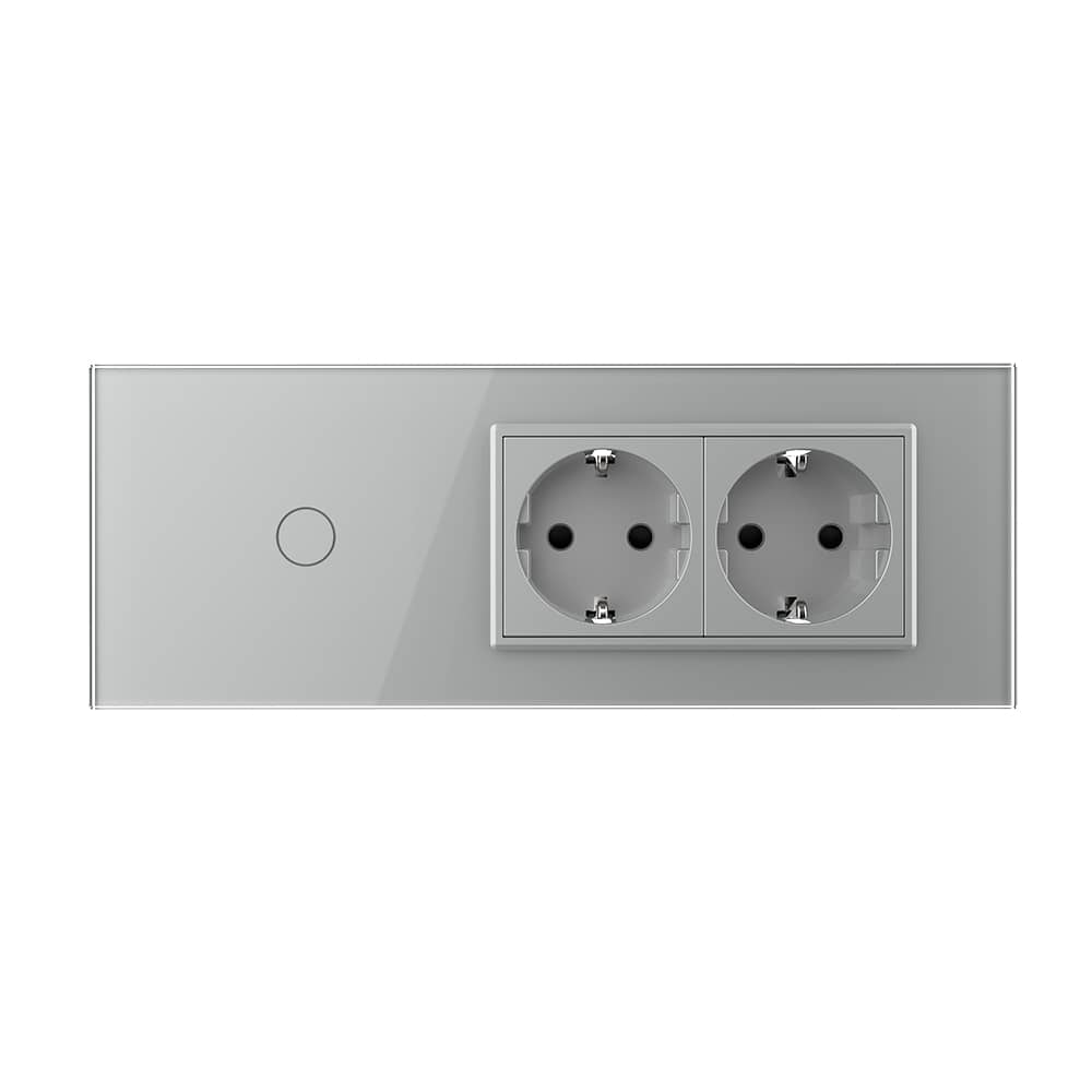 Intrerupator Simplu Cap Scara / Cruce + 2 Prize LIVOLO cu Rama Din Sticla, Standard Italian, 6M — imaginea 2