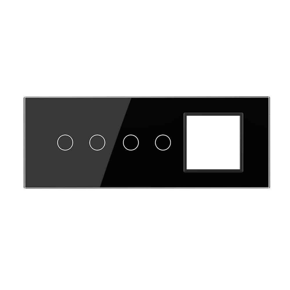 Panou Intrerupator Dublu + Dublu cu Priza LIVOLO din Sticla, Standard Italian - 6/7M — imaginea 2
