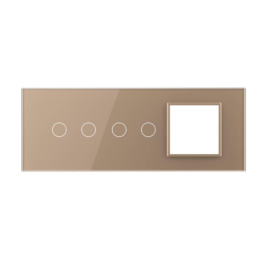 Panou Intrerupator Dublu + Dublu cu Priza LIVOLO din Sticla, Standard Italian - 6/7M — imaginea 2