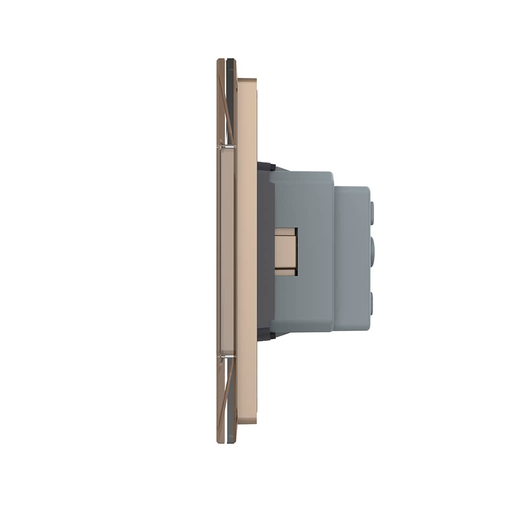 Intrerupator Dublu + Dublu + Priza LIVOLO cu Rama Din Sticla, Standard Italian, 6M — imaginea 3