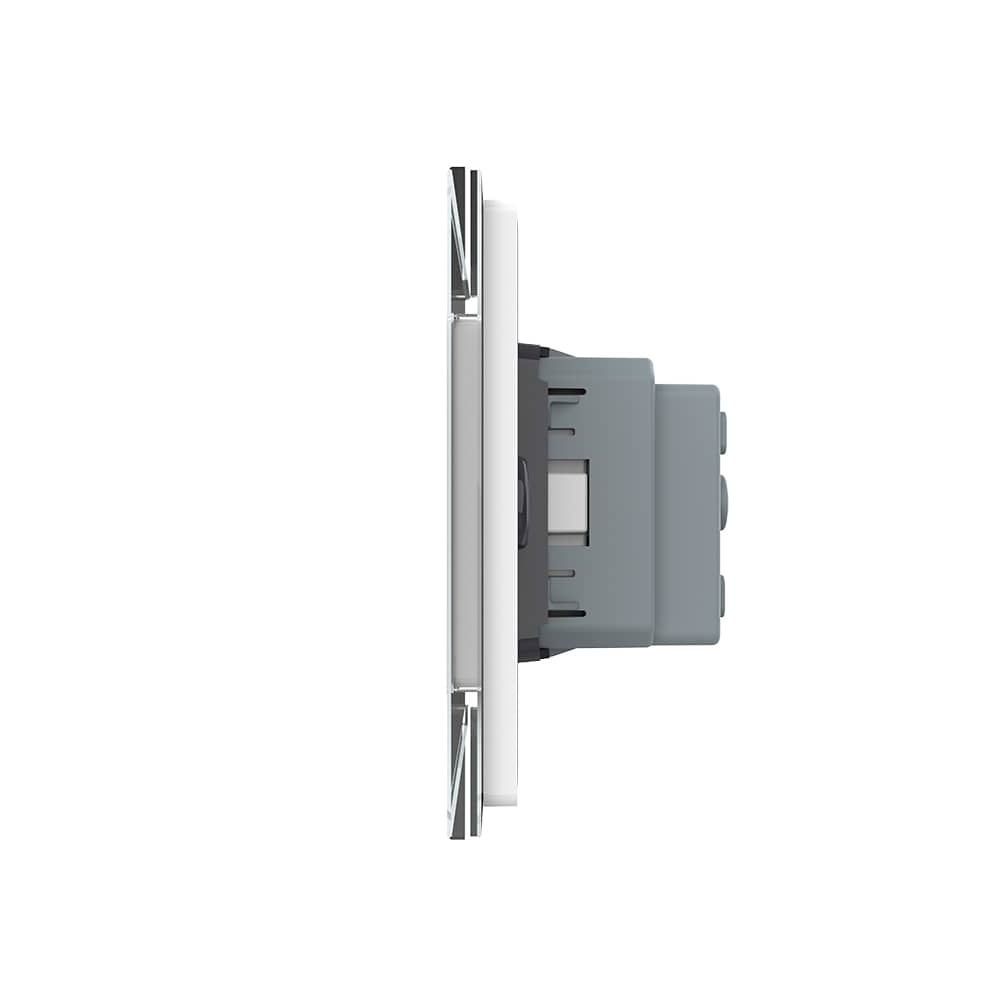 Intrerupator Simplu Cap Scara / Cruce + Priza LIVOLO cu Rama Din Sticla, Standard Italian, 4M — imaginea 3