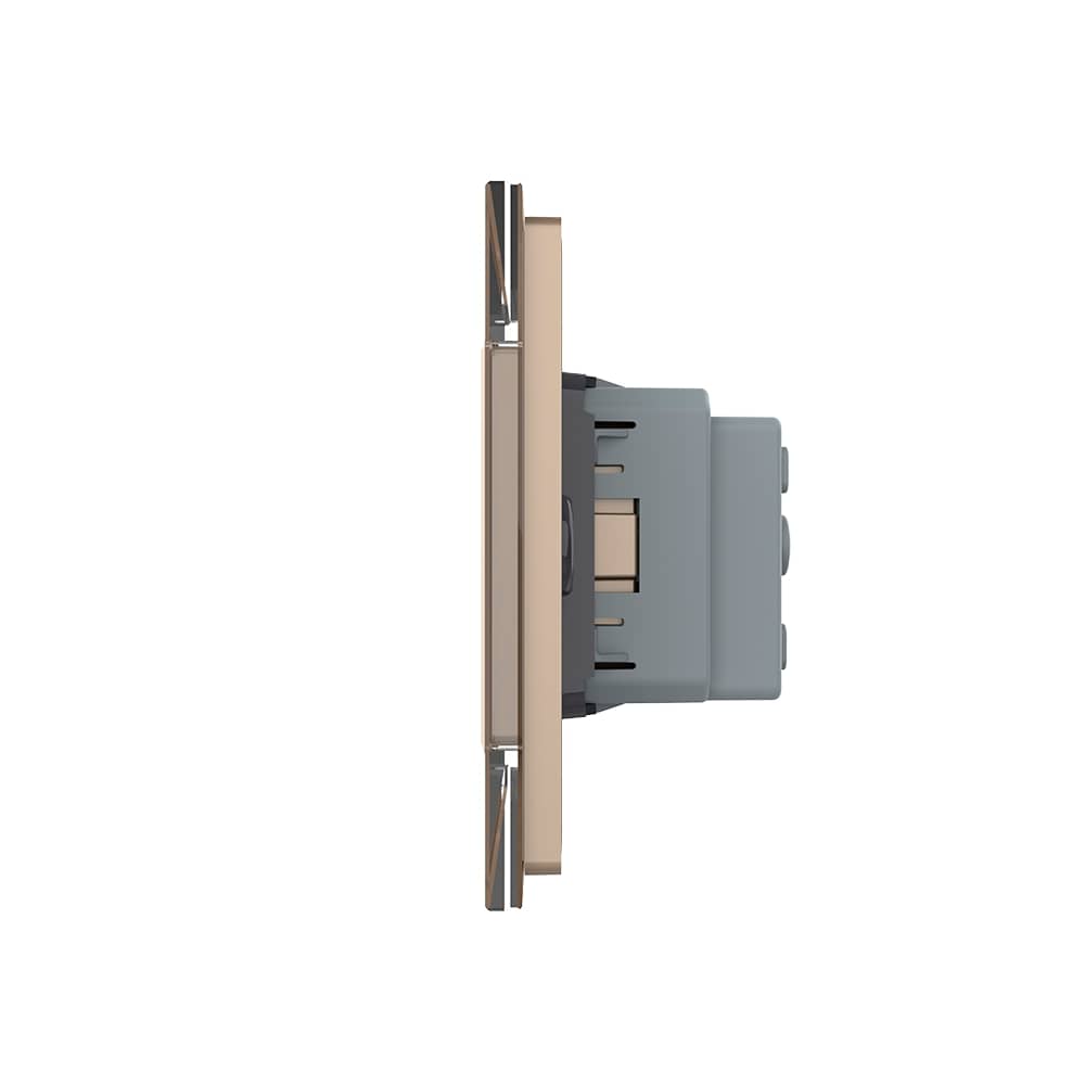 Intrerupator Simplu Cap Scara / Cruce + Priza LIVOLO cu Rama Din Sticla, Standard Italian, 4M — imaginea 3