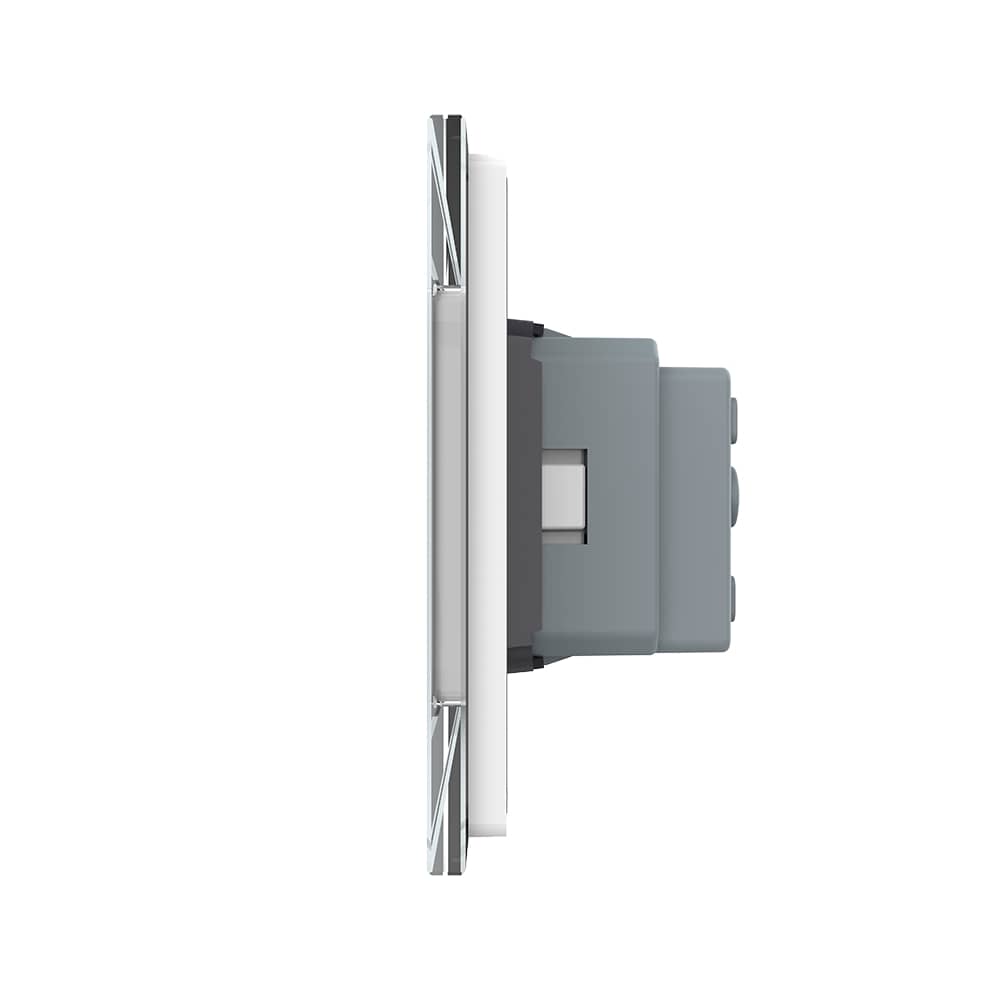 Intrerupator Simplu + 2 Prize LIVOLO cu Rama Din Sticla, Standard Italian, 6M — imaginea 3