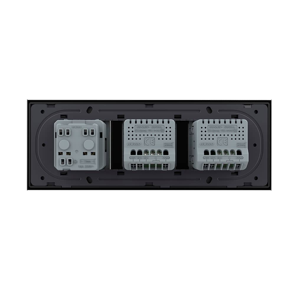 Intrerupator Simplu + Simplu + Priza LIVOLO cu Rama Din Sticla, Standard Italian, 6M — imaginea 4