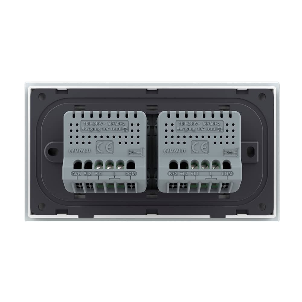 Intrerupator Simplu + Simplu cu Touch LIVOLO cu Rama Din Sticla, Standard Italian, 4M — imaginea 4