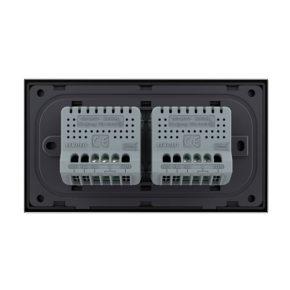 Intrerupator Simplu + Simplu cu Touch LIVOLO cu Rama Din Sticla, Standard Italian, 4M — imaginea 4