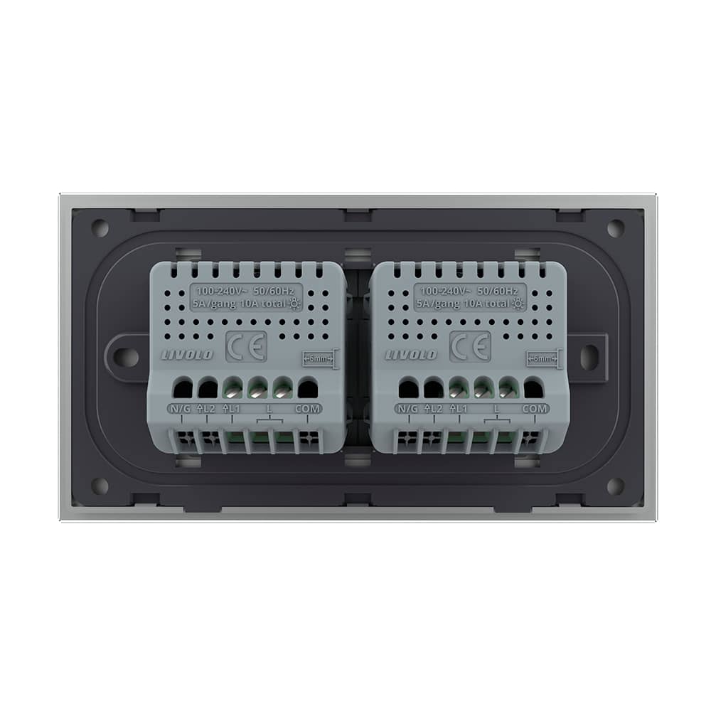 Intrerupator Simplu + Simplu cu Touch LIVOLO cu Rama Din Sticla, Standard Italian, 4M — imaginea 4