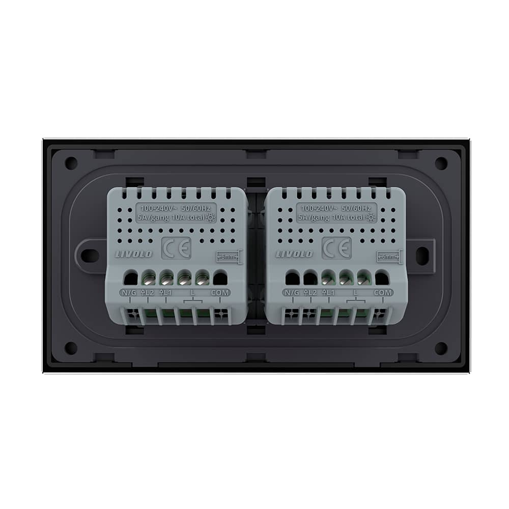 Intrerupator Simplu + Dublu cu Touch LIVOLO cu Rama Din Sticla, Standard Italian, 4M — imaginea 4