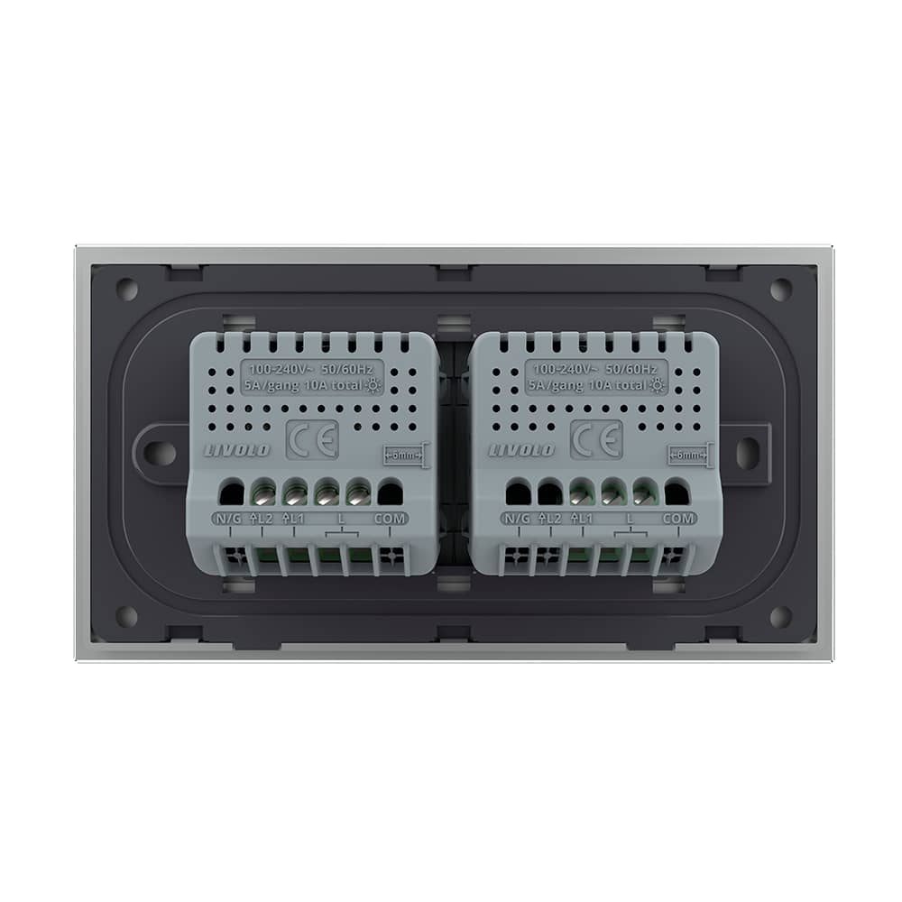 Intrerupator Simplu + Dublu cu Touch LIVOLO cu Rama Din Sticla, Standard Italian, 4M — imaginea 4