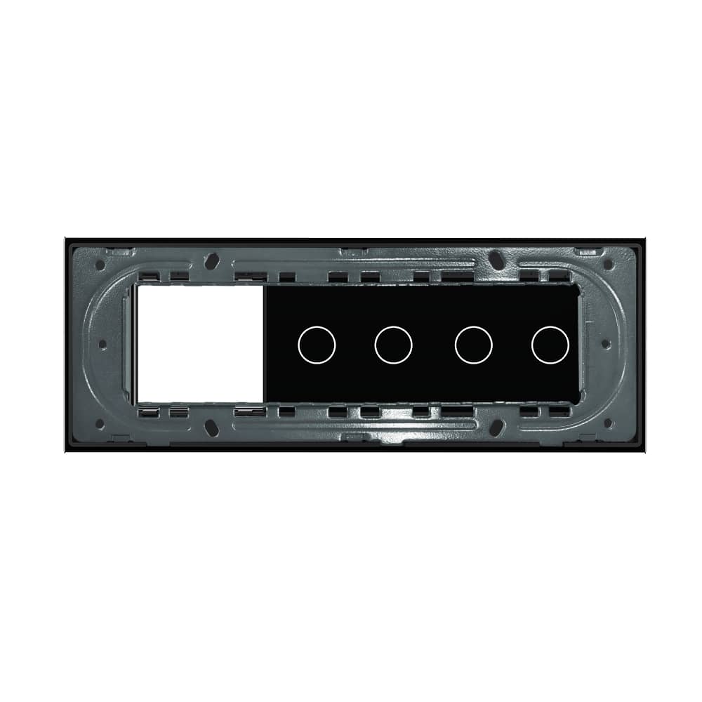 Panou Intrerupator Dublu + Dublu cu Priza LIVOLO din Sticla, Standard Italian - 6/7M — imaginea 4