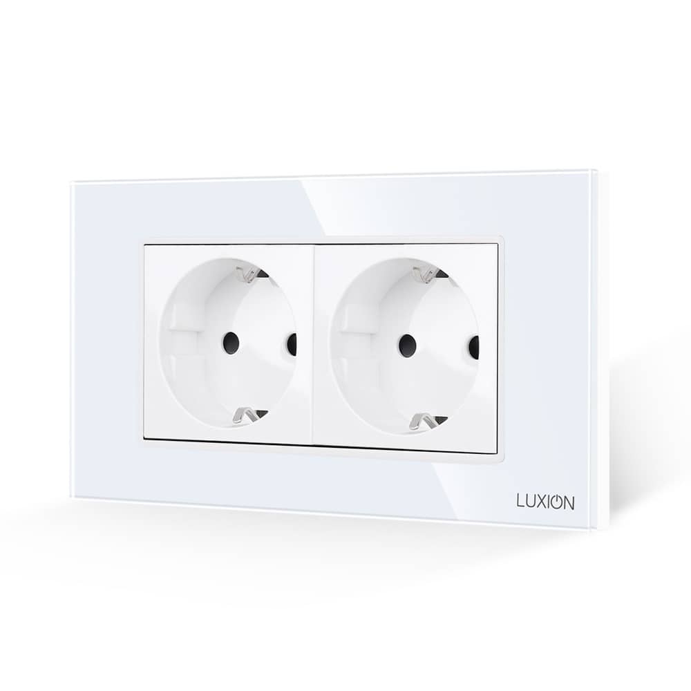Priza Dubla cu Rama din Sticla LUXION, Standard Italian, 4M — imaginea 1