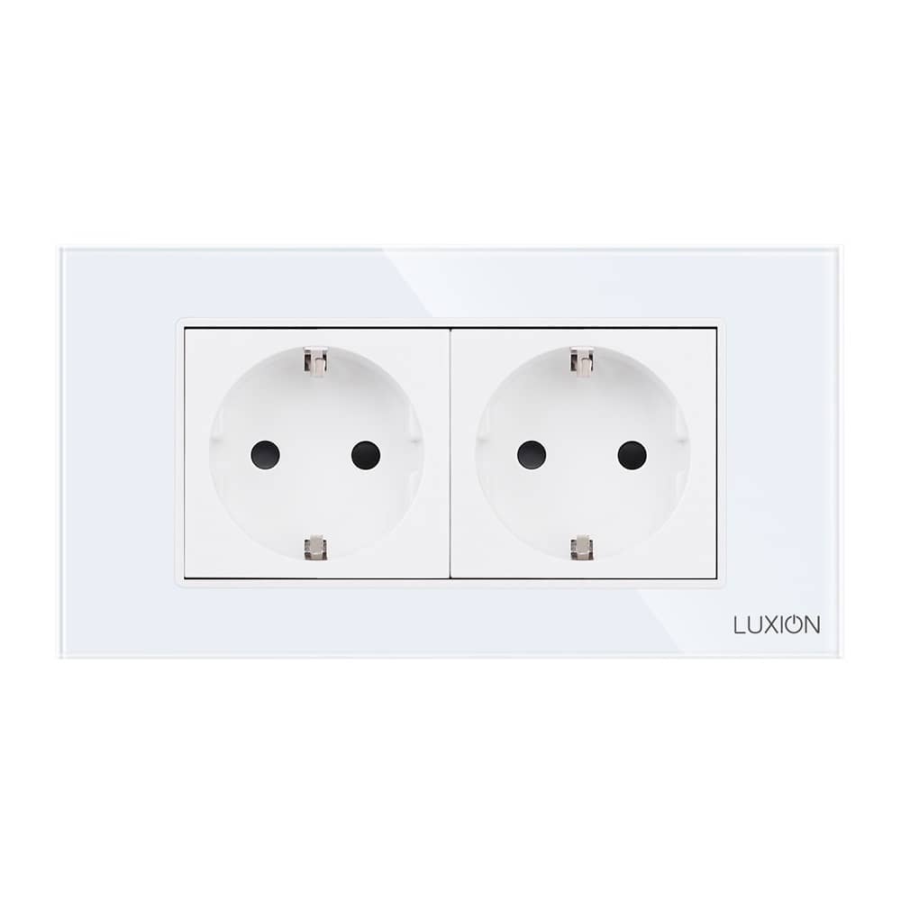 Priza Dubla cu Rama din Sticla LUXION, Standard Italian, 4M — imaginea 2