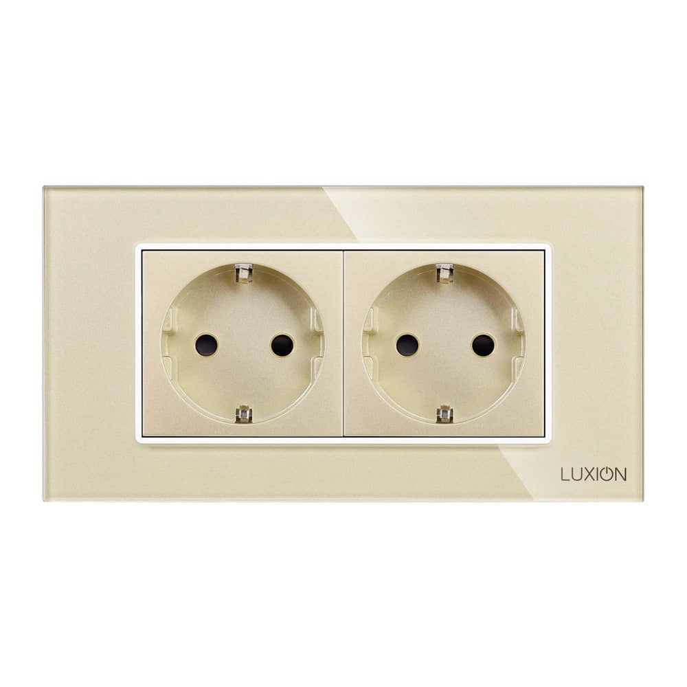 Priza Dubla cu Rama din Sticla LUXION, Standard Italian, 4M — imaginea 2