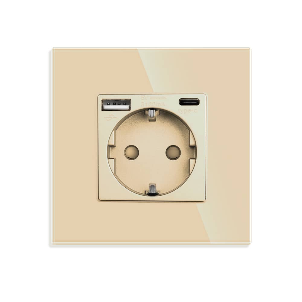 Priza Simpla + USB-A + USB-C LUXION cu Rama din Sticla — imaginea 2