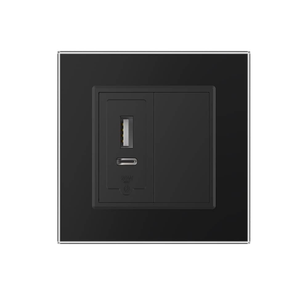 Priza USB-A + USB-C cu Rama Din Sticla si Tasta Falsa LIVOLO — imaginea 2