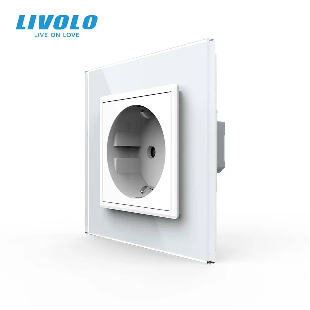 Priza simpla Livolo cu rama din sticla — imaginea 7
