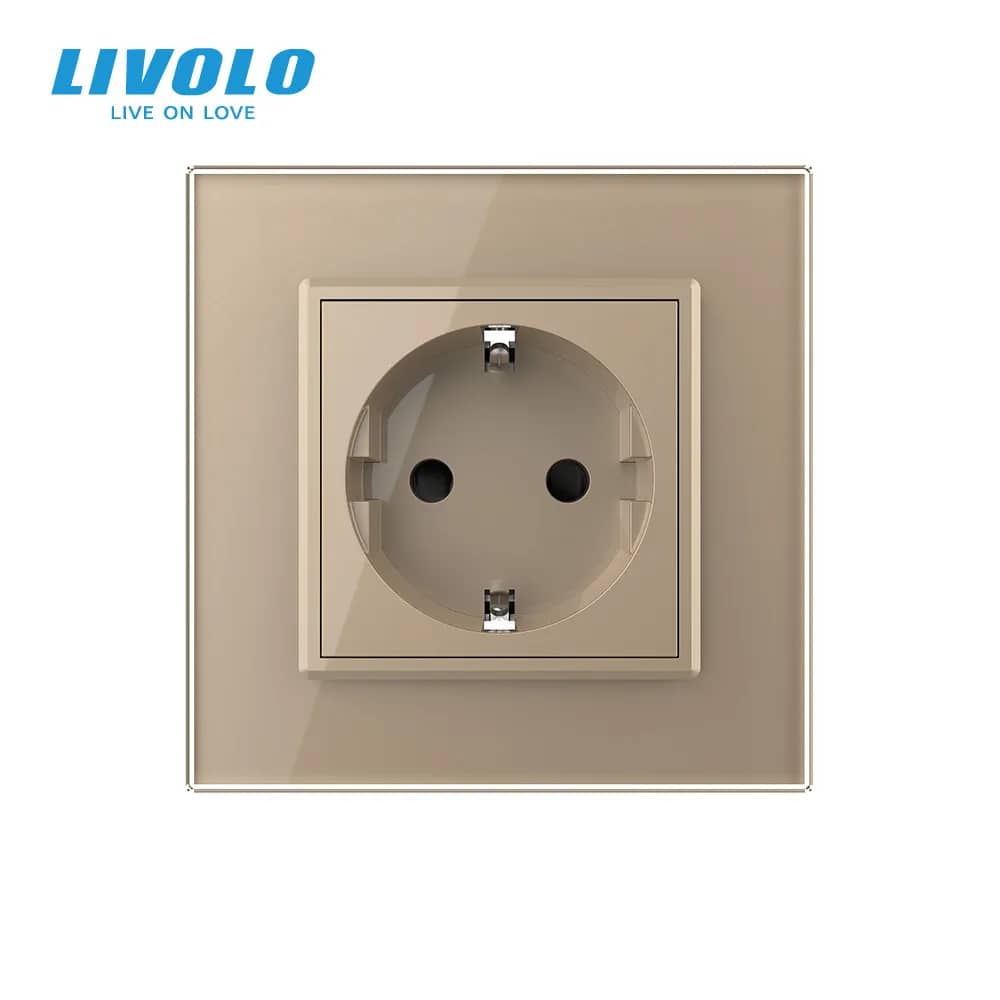 Priza simpla Livolo cu rama din sticla — imaginea 7
