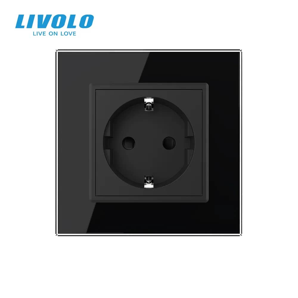 Priza simpla Livolo cu rama din sticla — imaginea 7