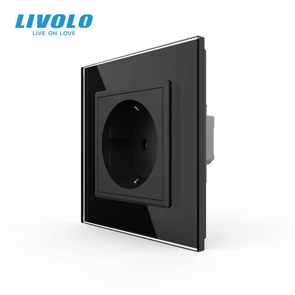 Priza simpla Livolo cu rama din sticla — imaginea 6