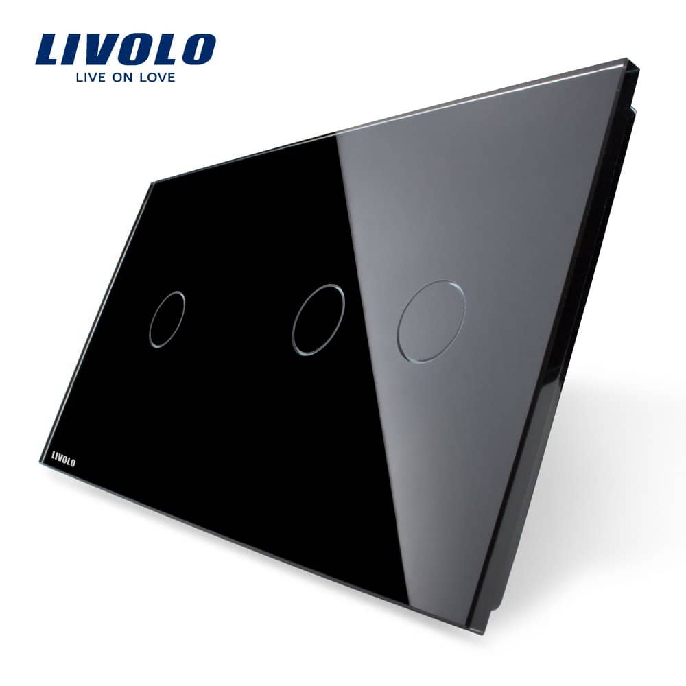 Panou intrerupator simplu+dublu cu touch Livolo din sticla — imaginea 3