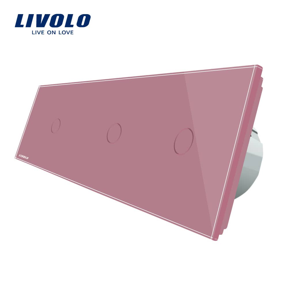 Intrerupator triplu cu touch Livolo din sticla — imaginea 1