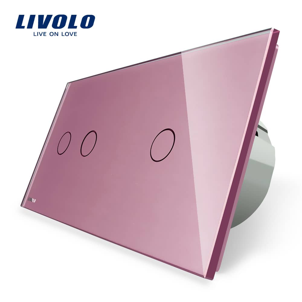 Intrerupator dublu + simplu cu touch Livolo din sticla — imaginea 1