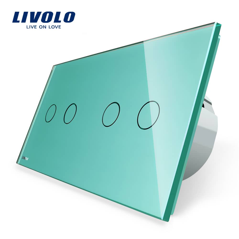 Intrerupator dublu + dublu cu touch Livolo din sticla — imaginea 1