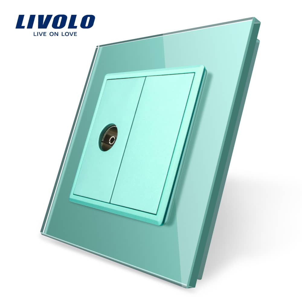 Priza simpla TV Livolo cu rama din sticla — imaginea 1