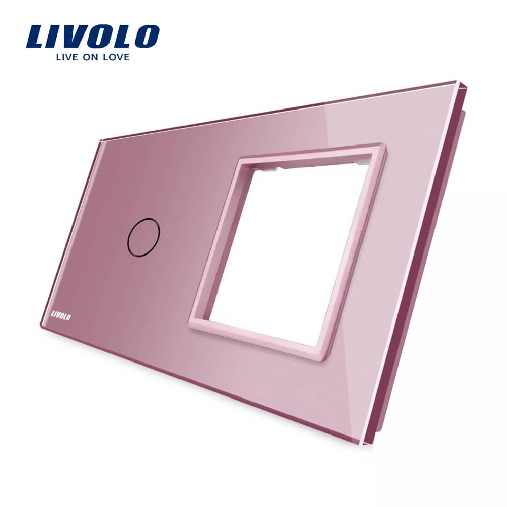 Panou intrerupator simplu cu touch si priza simpla Livolo din sticla — imaginea 2