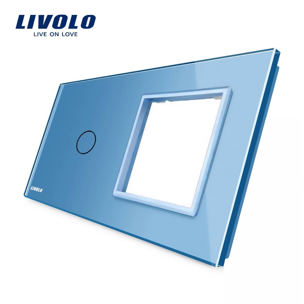 Panou intrerupator simplu cu touch si priza simpla Livolo din sticla — imaginea 2