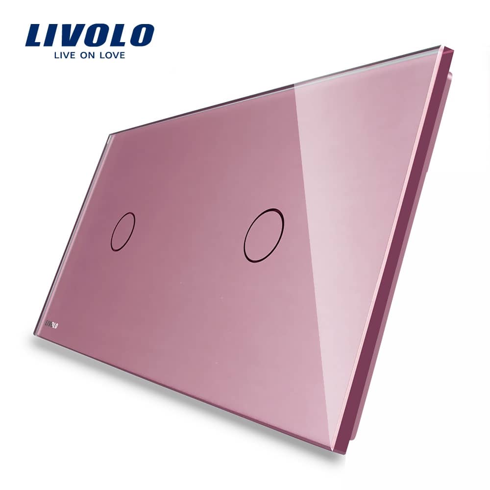 Panou intrerupator simplu+simplu cu touch Livolo din sticla — imaginea 2