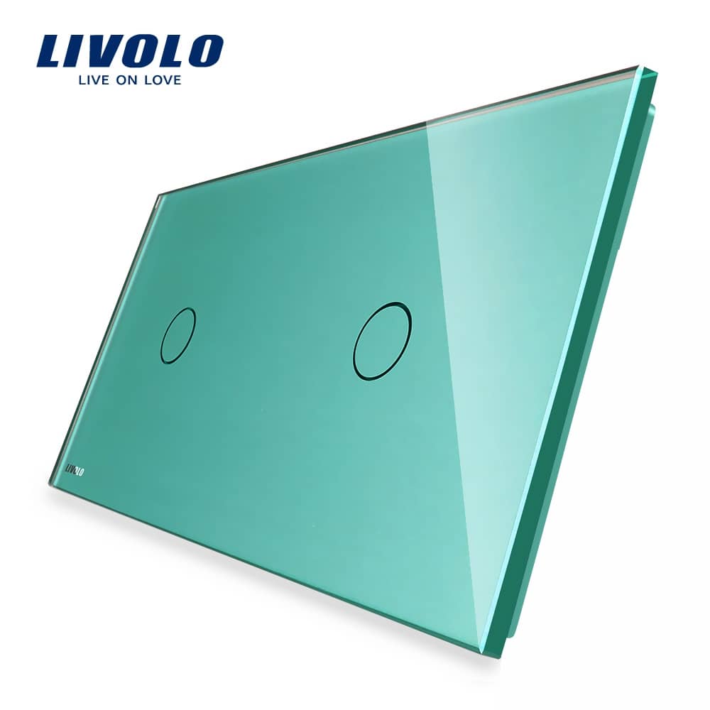 Panou intrerupator simplu+simplu cu touch Livolo din sticla — imaginea 2