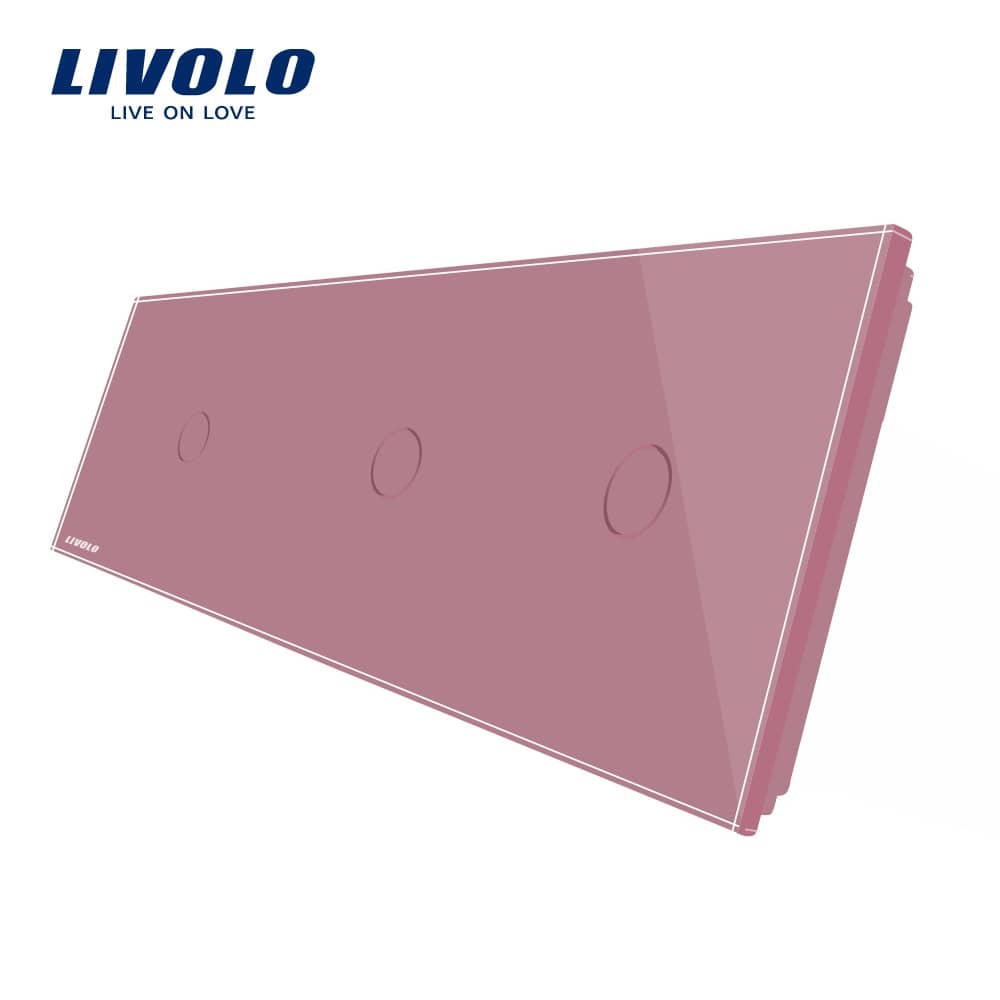 Panou intrerupator simplu+simplu+simplu cu touch Livolo din sticla — imaginea 2
