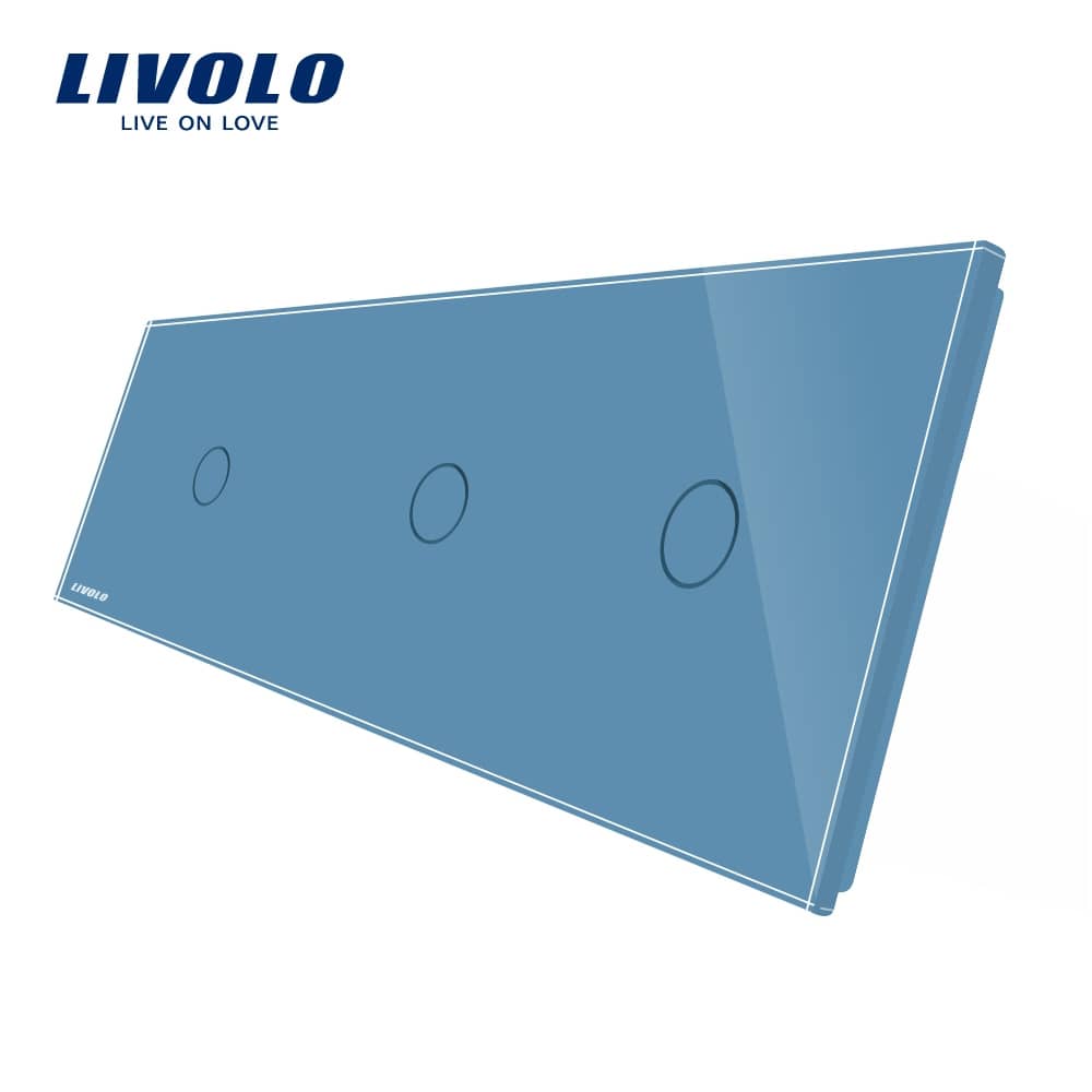 Panou intrerupator simplu+simplu+simplu cu touch Livolo din sticla — imaginea 2