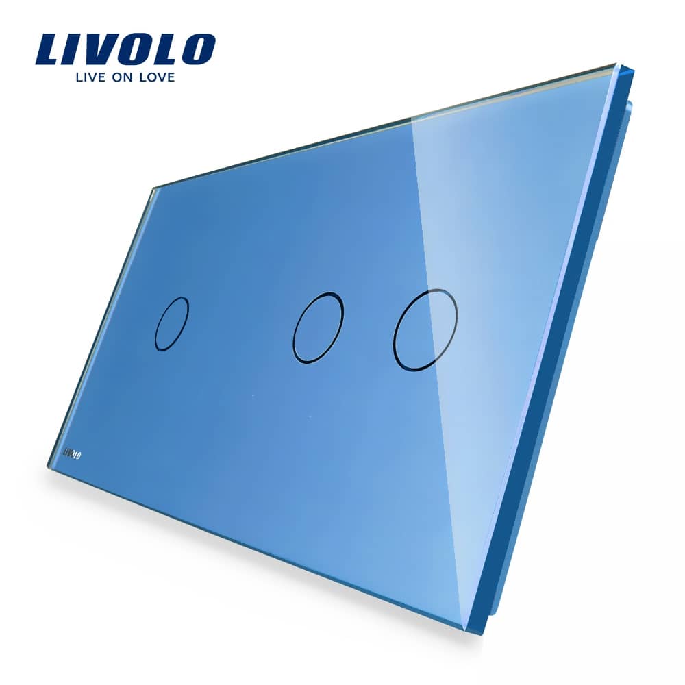 Panou intrerupator simplu+dublu cu touch Livolo din sticla — imaginea 2