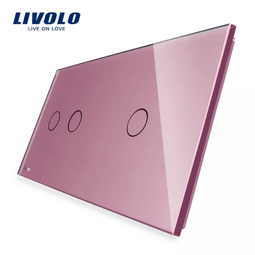 Panou intrerupator dublu + simplu cu touch Livolo din sticla — imaginea 2