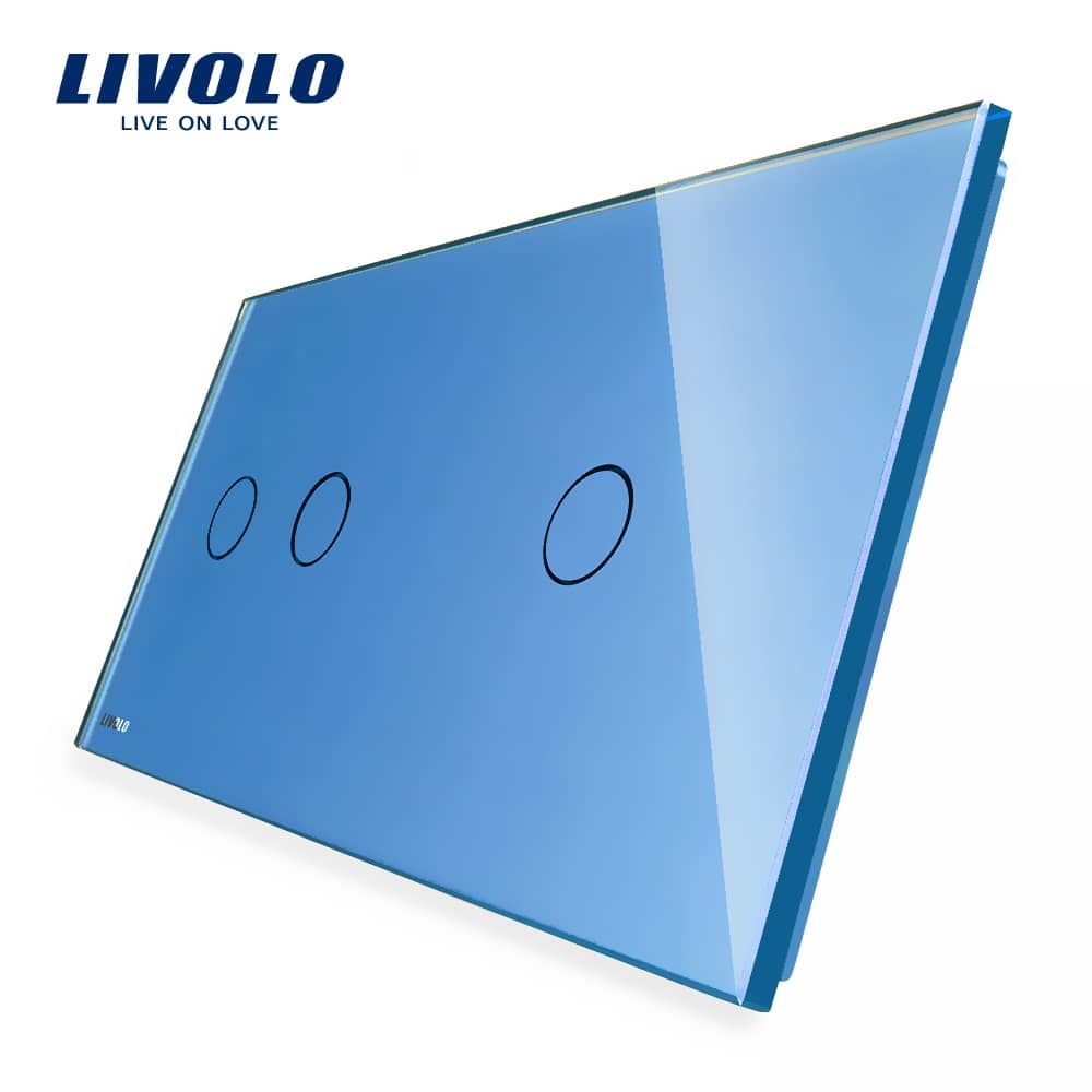 Panou intrerupator dublu + simplu cu touch Livolo din sticla — imaginea 2