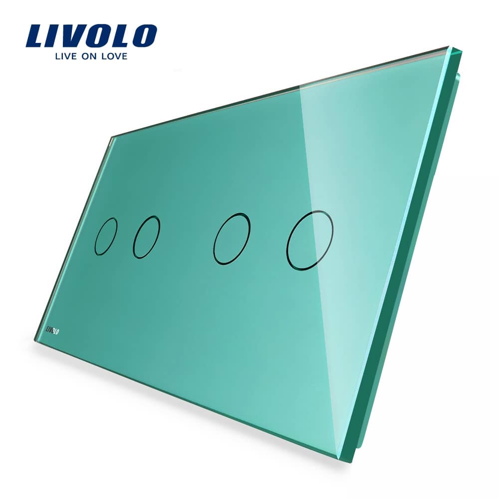 Panou intrerupator dublu+dublu cu touch Livolo din sticla — imaginea 2
