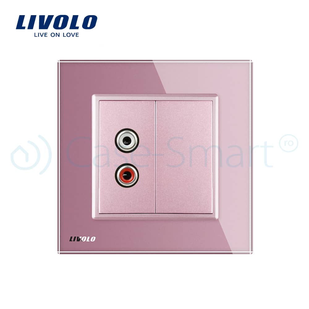 Priza simpla audio Livolo cu rama din sticla — imaginea 2