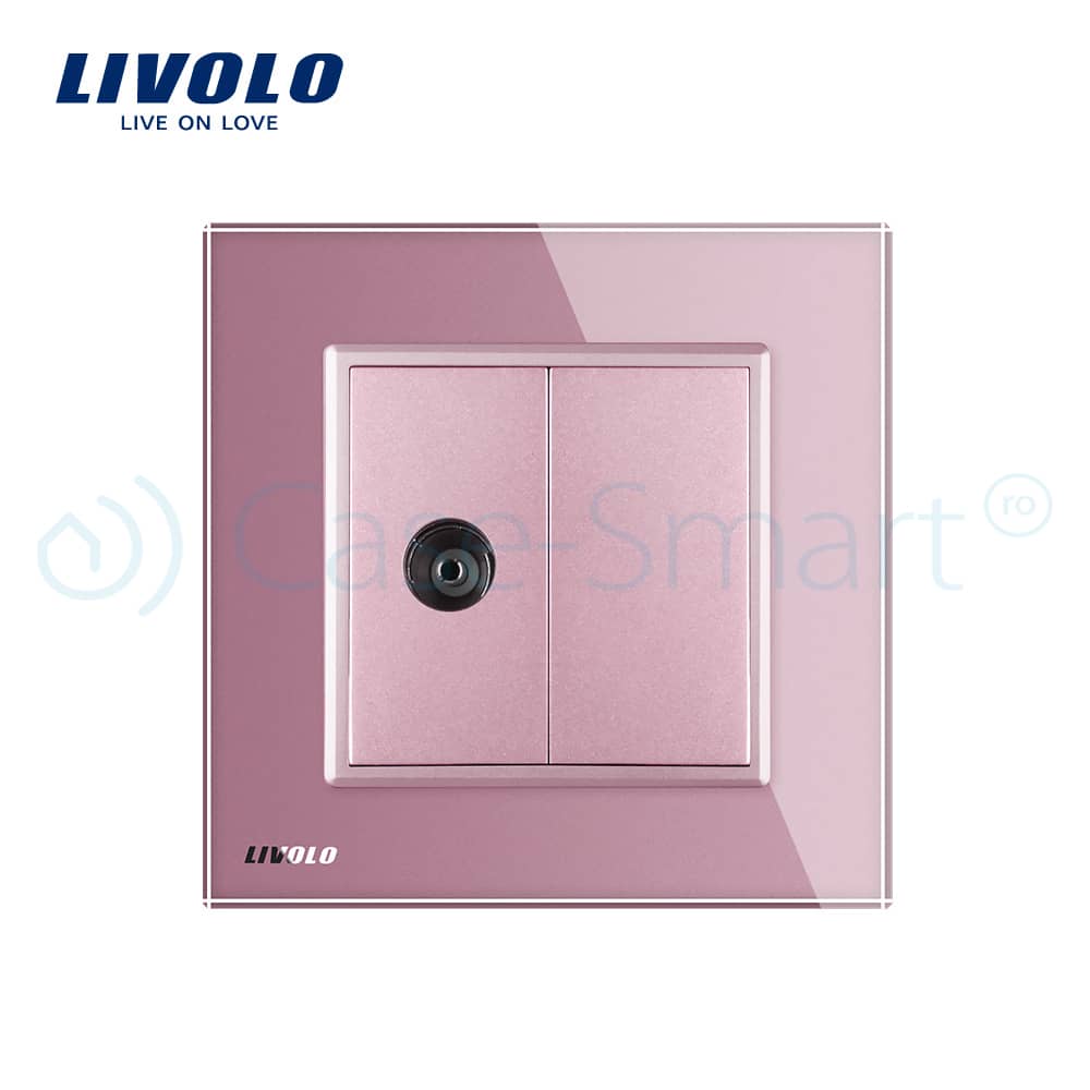 Priza simpla TV Livolo cu rama din sticla — imaginea 2