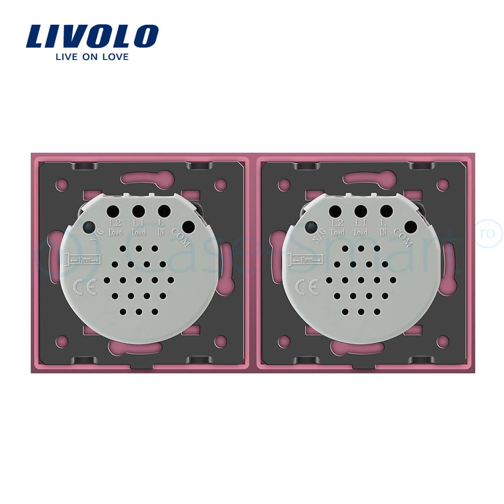 Intrerupator dublu + simplu cu touch Livolo din sticla — imaginea 3