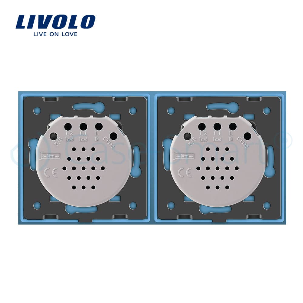 Intrerupator dublu + dublu cu touch Livolo din sticla — imaginea 3