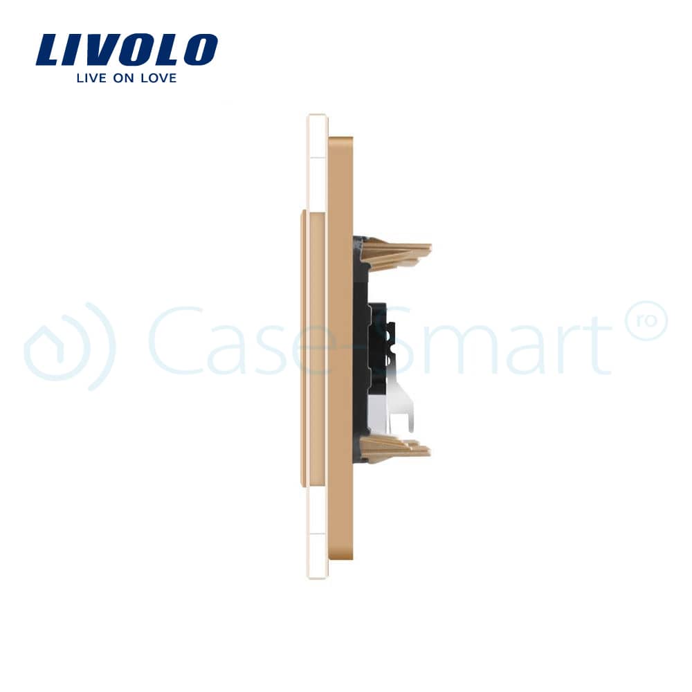 Priza dubla audio Livolo cu rama din sticla — imaginea 3